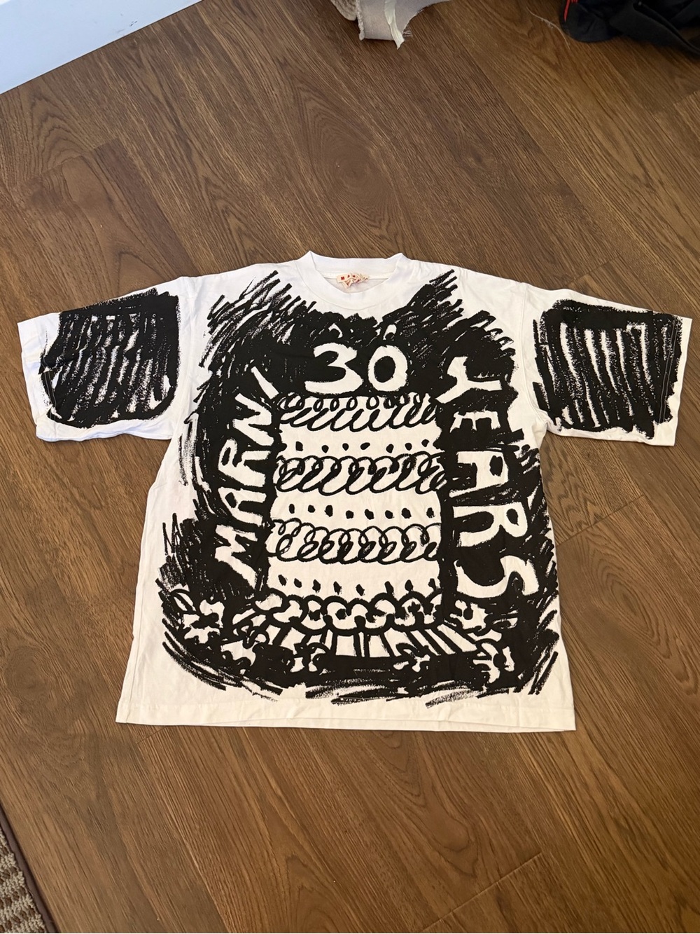 Marni 30th Anniversary White Tee with Bold Black Graphic Print
